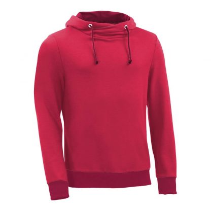 Kapuzenpullover mit Schalkragen_fairtrade_himbeer_5Y4JMU_front