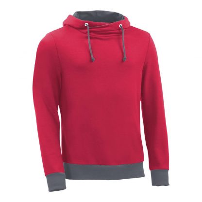 Kapuzenpullover mit Schalkragen_fairtrade_himbeer_DMJBDD_front
