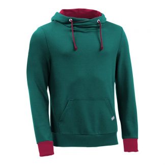 Kapuzenpullover mit Schalkragen_fairtrade_petrol_RFCDXF_front