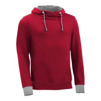 Kapuzenpullover mit Schalkragen_fairtrade_rot_GLNLZH_front