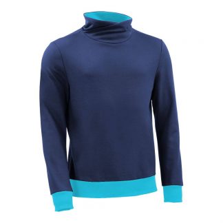 Pullover mit Schalkragen_fairtrade_blau_GM2WIR_front