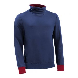 Pullover mit Schalkragen_fairtrade_blau_KCMPLO_front