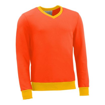 Pullover mit V-Ausschnitt_fairtrade_orange_BCOJ8U_front