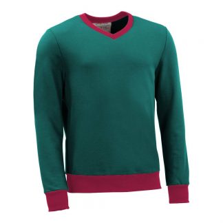 Pullover mit V-Ausschnitt_fairtrade_petrol_DVHP3O_front