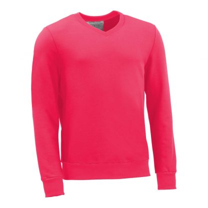 Pullover mit V-Ausschnitt_fairtrade_pink_HENSDD_front