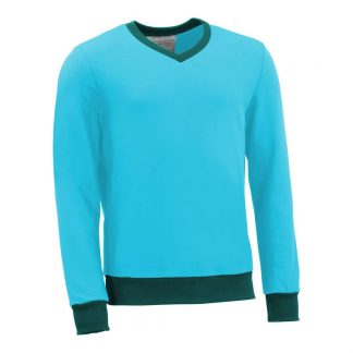 Pullover mit V-Ausschnitt_fairtrade_tuerkis_9OLPB7_front