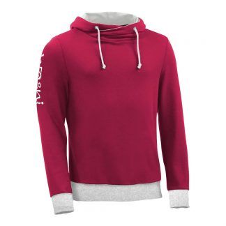 Kapuzenpullover mit Schalkragen_fairtrade_weinrot_DULUOB_front