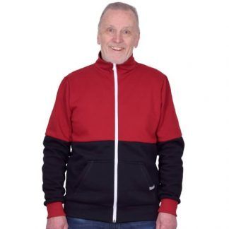 Erich Stehkragen Sweatjacke rot schwarz