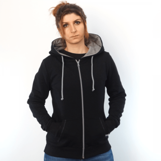 schwarz_mRV_front zip Hoodie fair fashion biobaumwolle öko slow fashion Hoodie