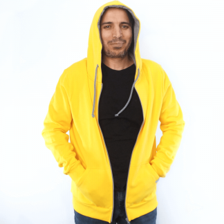 gelb_mRV_02 zip Hoodie fair fashion biobaumwolle öko slow fashion Hoodie yellow gelbe Kapuzenjacke