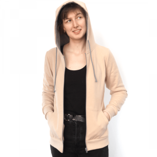 sand_mRV_02 hellbraune zip hoodie beige kapuzenjacke fair fashion bio baumwolle