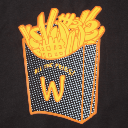 WFries_schwarz_fries black schwarzes shirt fair shirt green fashion french fries pommes frittes wasni print