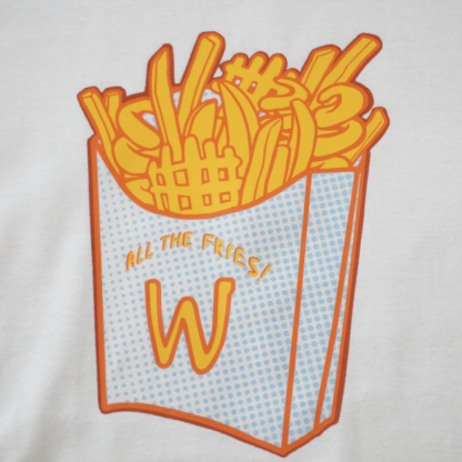WFries_weiß_fries white weisses shirt fair shirt green fashion french fries pommes frittes wasni print