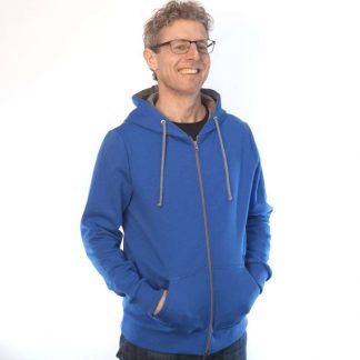 kornblume zip Hoodie fair fashion biobaumwolle öko slow fashion Hoodie blau blue blaue jacke kapuzenjacke