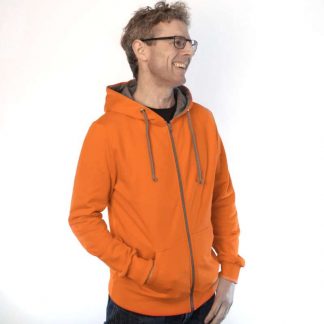 orange zip Hoodie fair fashion biobaumwolle öko slow fashion Hoodie orangene tangerine jacke mit kapuze kapuzenjacke