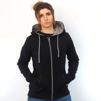 schwarz zip Hoodie fair fashion biobaumwolle öko slow fashion Hoodie