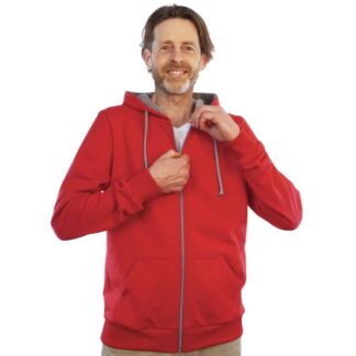 kirschrot_männer_fair_fashion_hoodie_Kapuzenjacke_nachhaltig_bio_baumwolle